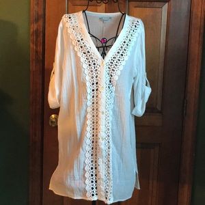 NWT Blue Island Beach Coverup Medium 100% Cotton